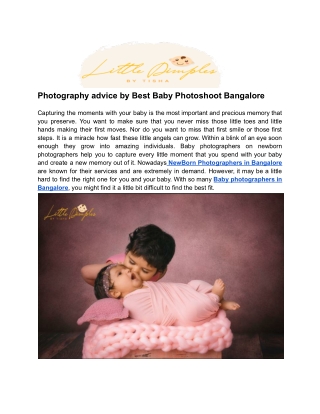 Photography advice by Best Baby Photoshoot Bangalore