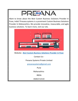 Best Custom Business Solutions Provider in Pune | Presana.systems