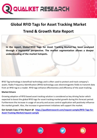 Global  RFID Tags for Asset Tracking Market   Assessment, Opportunities