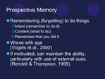 Prospective Memory