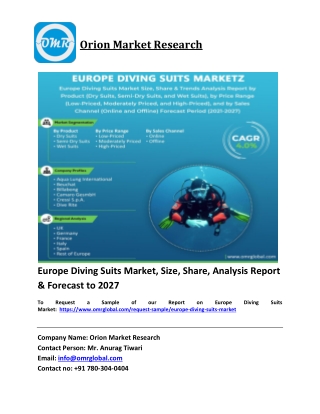 Europe Diving Suits Market Trends, Size, Competitive Analysis and Forecast 2021-