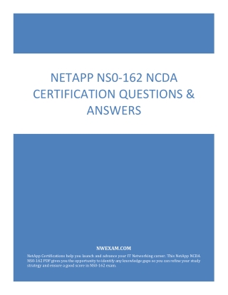 NetApp NS0-162 NCDA Certification Questions & Answers
