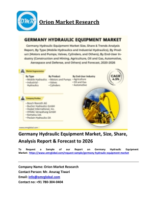 Germany Hydraulic Equipment Market Trends, Size, Competitive Analysis and Foreca