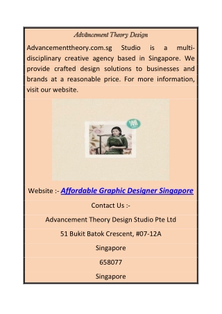 Affordable Graphic Designer Singapore | Advancement Theory