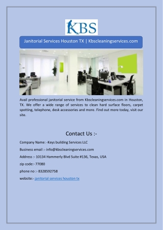 Janitorial Services Houston TX | Kbscleaningservices.com