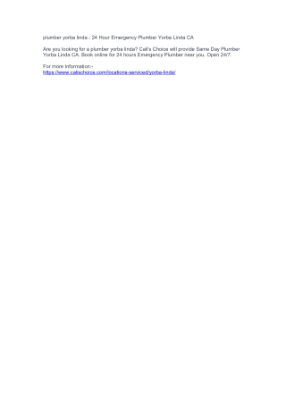 plumber yorba linda - 24 Hour Emergency Plumber Yorba Linda CA