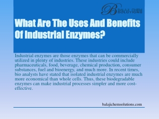 What Are The Uses And Benefits Of Balaji Chem Solutions?