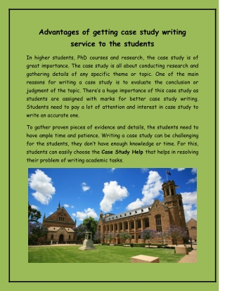 Advantages of getting case study writing service to the students
