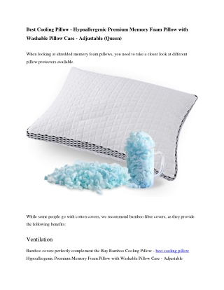 Best Cooling Pillow - Hypoallergenic Premium Memory Foam Pillow with Washable Pillow Case - Adjustable (Queen)