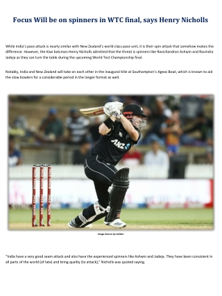 Focus Will be on spinners in WTC final, says Henry Nicholls