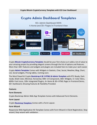 Crypto Bitcoin CryptoCurrency Template with ICO User Dashboard