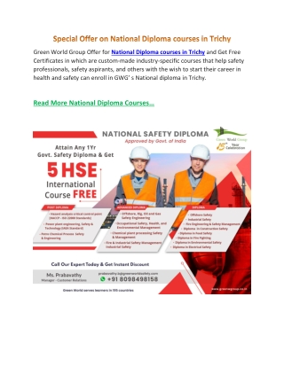 Special Offer on National Diploma courses in Trichy