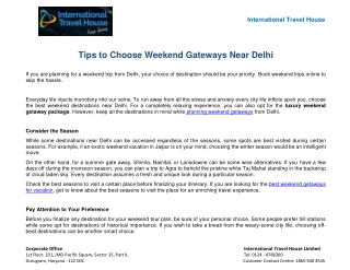 Tips to Choose Weekend Gateways Near Delhi