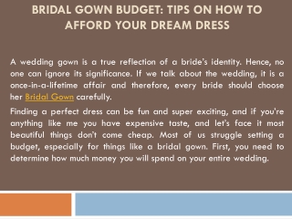 Bridal Gown Budget: Tips on How to Afford Your Dream Dress