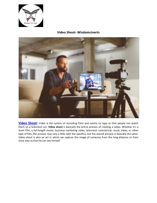 Video Shoot -Wisdomcinerts