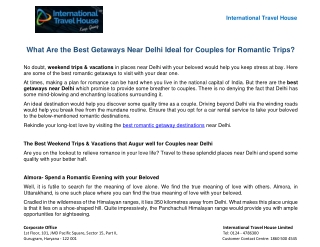 What Are the Best Getaways Near Delhi Ideal for Couples for Romantic Trips?