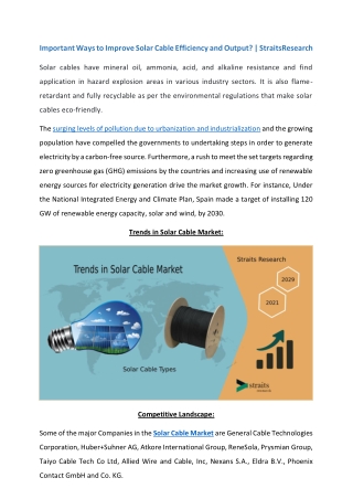 Solar Cable Market Growth Factor