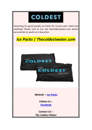 Ice Packs  Thecoldestwater.com