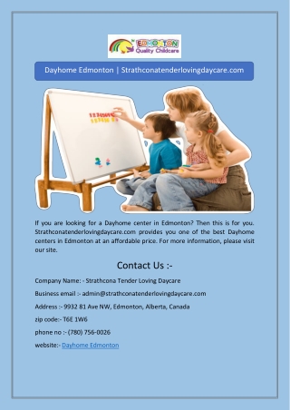 Dayhome Edmonton | Strathconatenderlovingdaycare.com