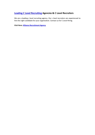 Leading C Level Recruiting Agencies & C Level Recruiters