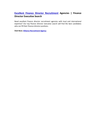 Excellent Finance Director Recruitment Agencies