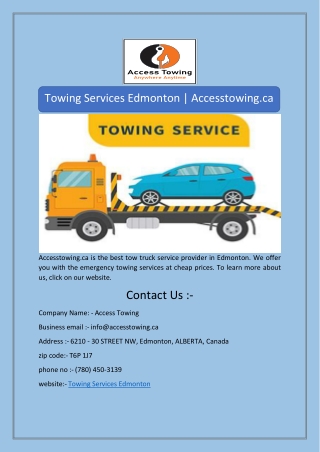 Towing Services Edmonton | Accesstowing.ca