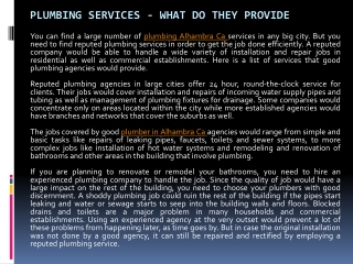 Plumbing Services - What Do They Provide