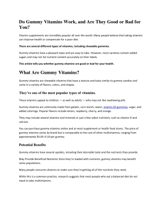 Do Gummy Vitamins Work