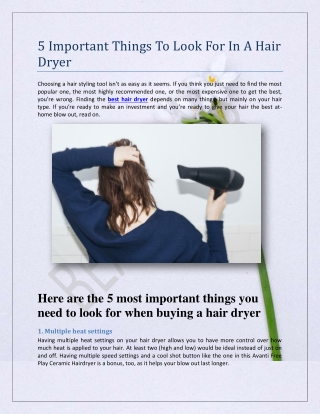 5 Important Things To Look For In A Hair Dryer