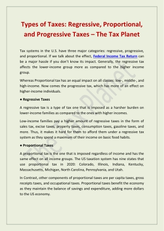 Types of Taxes Regressive, Proportional, and Progressive Taxes - The Tax Planet