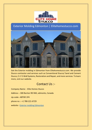 Exterior Molding Edmonton | Elitehomestucco.com