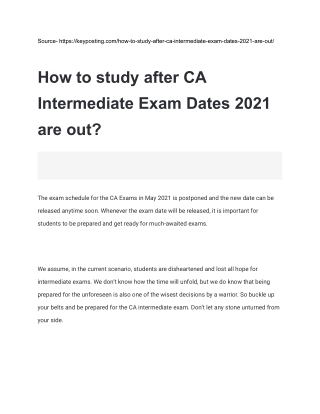 How to study after CA Intermediate Exam Dates 2021 are out_