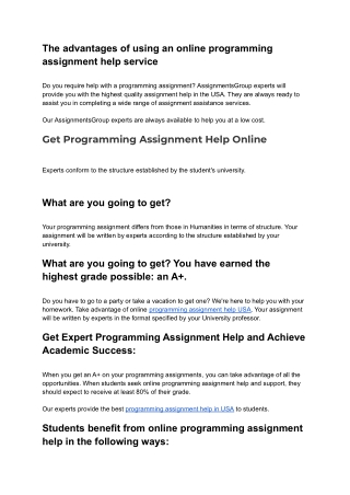 programming assignment help in USA - assignmentsgroup