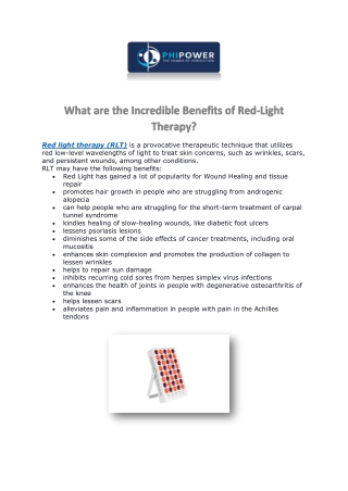 What are the Incredible Benefits of Red-Light Therapy?