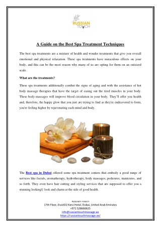 A Guide on the Best Spa Treatment Techniques