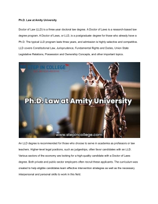 Ph.D. Law at Amity University