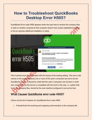 QuickBooks Error Code H505 - How to do Fix & Resolve it?