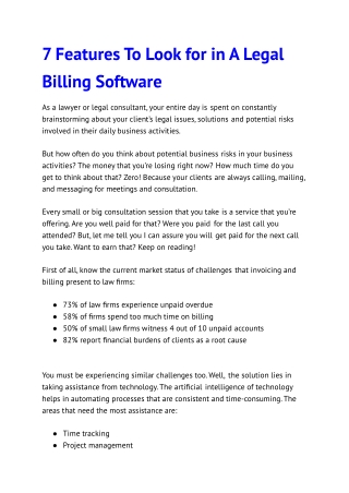 7 Features To Look for in A Legal Billing Software