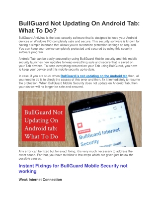 BullGuard Not Updating On Android Tab: What To Do?