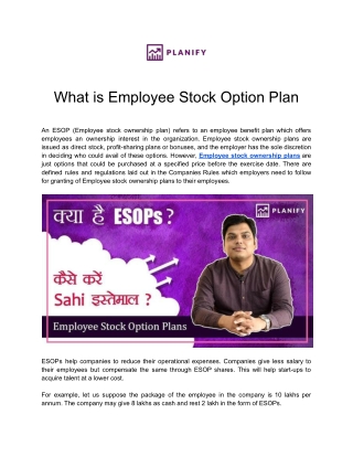 What is Employee Stock Option Plan