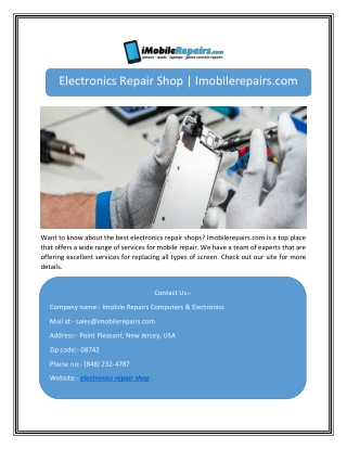 Electronics Repair Shop | Imobilerepairs.com