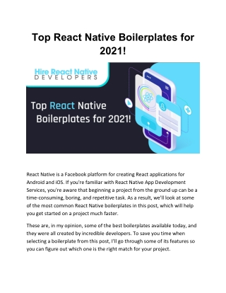 Top React Native Boilerplates for 2021!