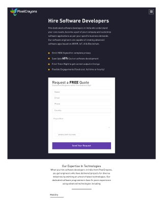 Hire dedicated software developers in India from PixelCrayons