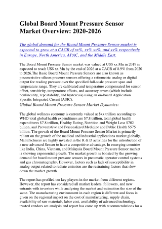 Global Board Mount Pressure Sensor Market Overview