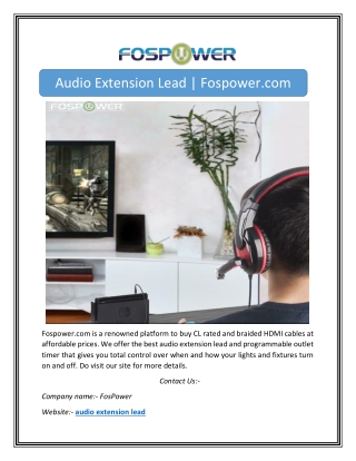 Audio Extension Lead | Fospower.com