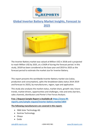 Global Inverter Battery Market Insights, Forecast to 2025