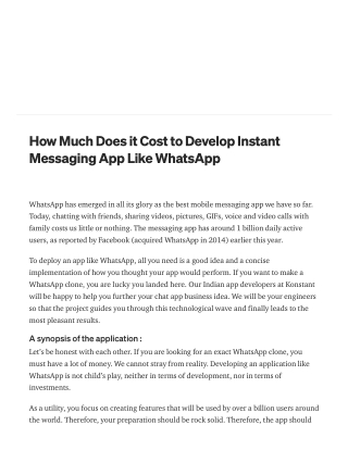 How Much Does it Cost to Develop Instant Messaging App Like WhatsApp