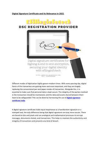 Digital Signature Certificate and Its Relevance in 2021