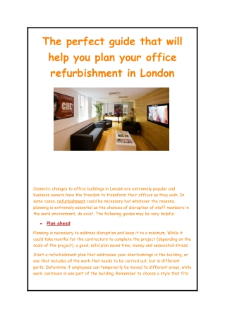 The perfect guide that will help you plan your office refurbishment in London