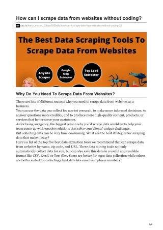 How can I scrape data from websites without coding?
